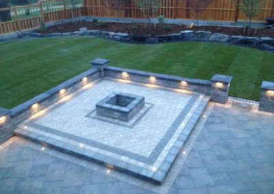 Paving stone patio, landscape lighting