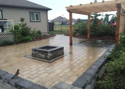 Paving stone patio with firepit