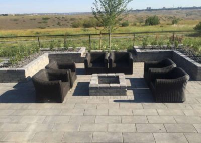 Paving stone patio with firepit