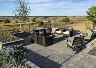 Paving stone patio with firepit