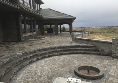 Paving stone patio with fire pit