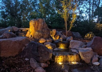 Waterfall, landscape lighting