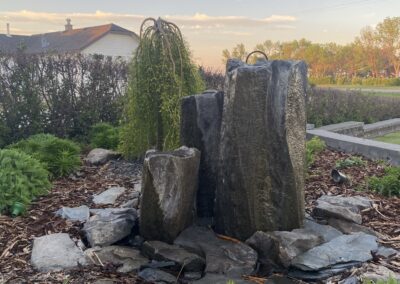 Perennial garden with water feature