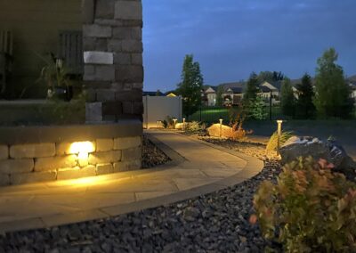 Paving stone pathway with lighting