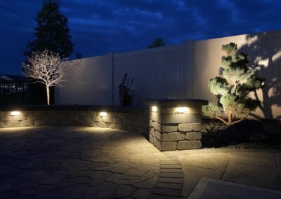 Courtyard wall, landscape lighting