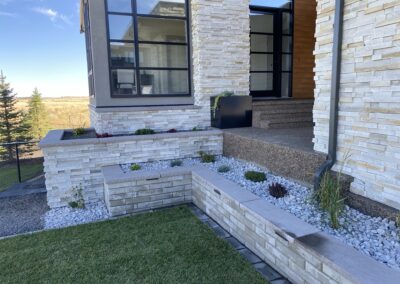 Retaining walls, perennial garden bed