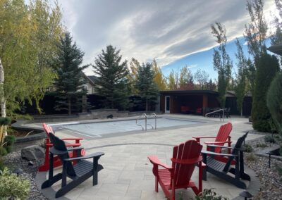 Pool patio, paving stone patio