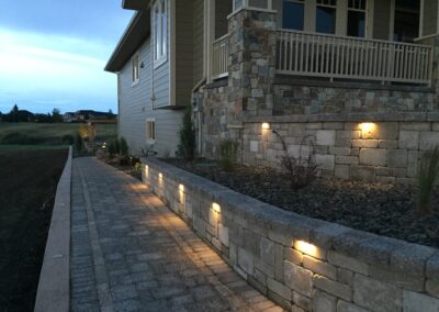 Retaining Wall, paving stone, landscape lighting