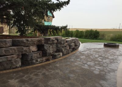 Retaining wall, paving stone patio